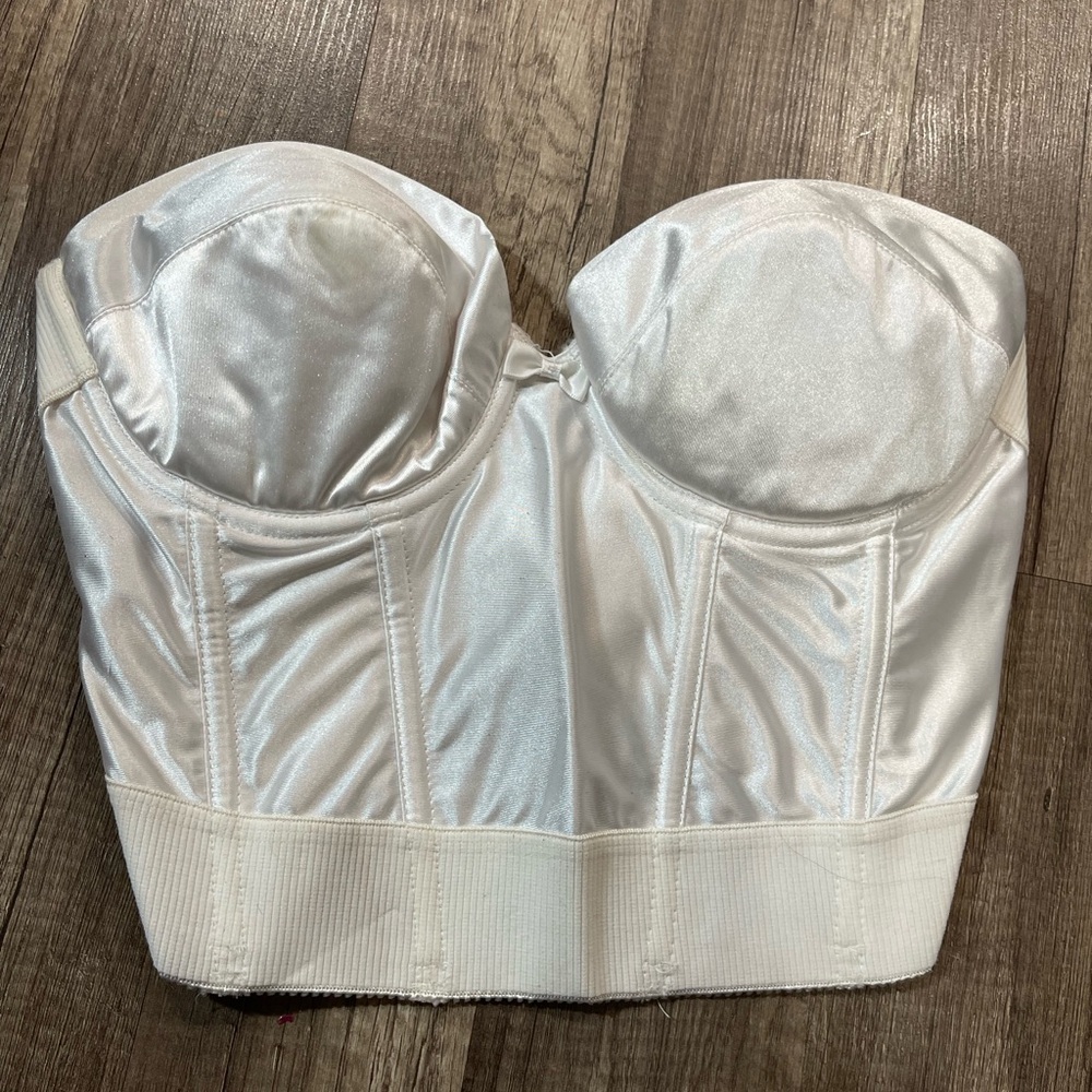 COPY - Vintage white satin corset wonder bra 36C wedding formal padded 90s Y2K …